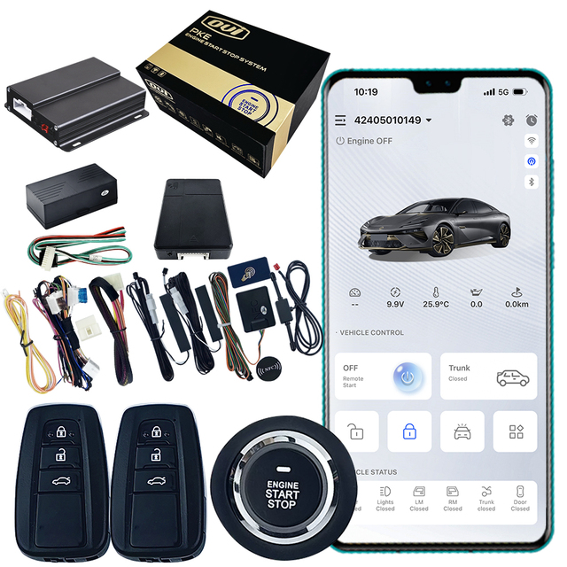 OVI App Control Car Alarm Smart Key System Remote Start System with Wireless GPS Tracker PKE Keyless Entry Universal