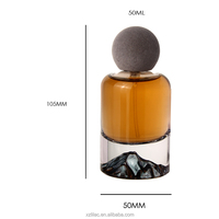 Flacon de parfum en verre vide de luxe, forme cylindrique, avec logo personnalisé imprimé en soie, capuchon sphérique gris mat et coffret cadeau