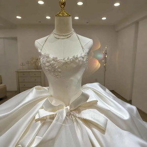 Nuevo Vestido de Novia de Encaje Elegante, Estilo Princesa, Sin Tirantes, Escote Corazón, Largo hasta el Suelo, Sin Espalda, Color Caramelo - Product Image 2