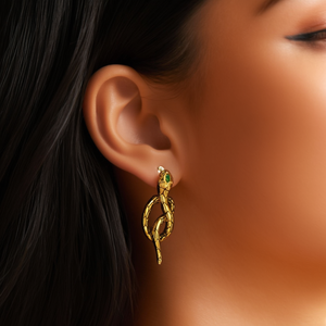 SmileJoyas Snake Design Unisex Sustainable Trendy Drop <b>Earrings</b> PVD Gold Plated 316L Stainless Steel Fashion Jewelry - Product Image 3
