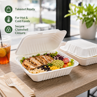 Boîte à lunch en bagasse de canne à sucre recyclée haut de gamme, faible MOQ, boîte bento personnalisée, emballage biodégradable avec couvercle, vente en gros