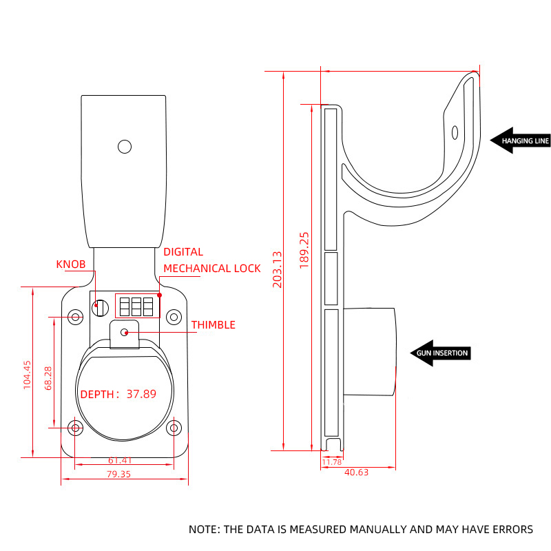 Ev Charger Cable Wall Holder Charging J1772 Ev Charger Holder Cable
