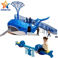 Équipement de terrain de jeu sur le thème des baleines en acier inoxydable soudé sur mesure pour les enfants, structure de jeu extérieure pour parcs, jardins d'enfants
