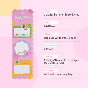 Đầy Màu Sắc Mùa Hè Biểu Tượng Tùy Chỉnh Dễ Thương Phim Hoạt Hình Memo Pad Đầy Màu Sắc Mùa Hè Tự Dính Có Thể Tháo Rời Ghi Chú Dán Cho Văn Bản Để Làm Danh Sách - Product Image 2