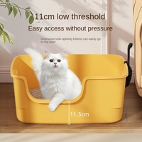 Bac à litière semi-ouvert extra large pour chaton avec design anti-éclaboussures, accessoire de bac à litière pour chat en gros