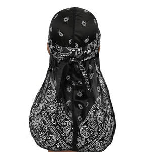 Chapeau de pirate à longue queue en imitation soie imprimé en couleur, sans bord, cape Hip Hop musulmane <span class=keywords><strong>Durag</strong></span> pour hommes, vente en gros - Product Image 2