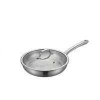 Wajan Penggorengan Tiga Lapis Baja Tahan Karat Berlapis Titanium Mini Skillet Bebas Lapisan Anti Lengket Motif Sisik Ikan Panci Tumis Kaca