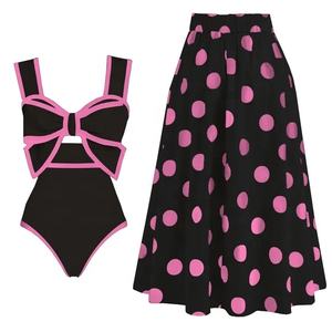 2025 שחור לבן רטרו שתי חתיכות בגד ים קשת עניבה בגדי ים בגד ים בגד גוף בגדי ים לנשים - Product Image 4