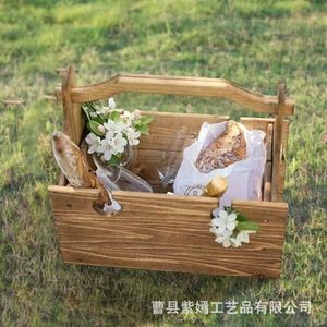 Wooden <b>Storage</b> <b>Box</b> Rectangle Portable Solid Wood Outdoor Picnic <b>Camping</b> Customizable Capacity - Product Image 1