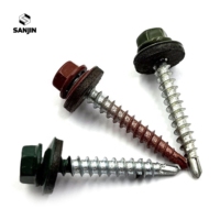 Vis autoperceuses en acier pour toiture métallique, tête hexagonale, oxyde de zinc rouge, avec rondelle EPDM, vis pour bois, vis pour tôle, couleur RAL 3009