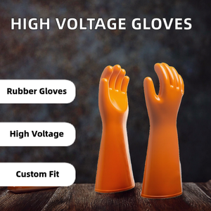 Gants de sécurité isolants en caoutchouc naturel pour électriciens haute tension classe 00, taille XL, personnalisables - Product Image 2