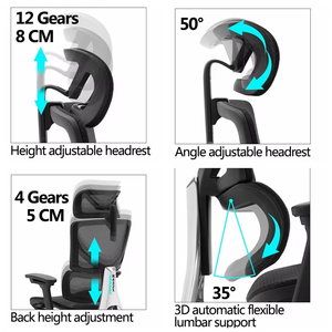 Luxuriöser Chefsessel, Verstellbarer Ergonomischer Drehstuhl aus Netzstoff, Komfortabler Massagestuhl - Product Image 6