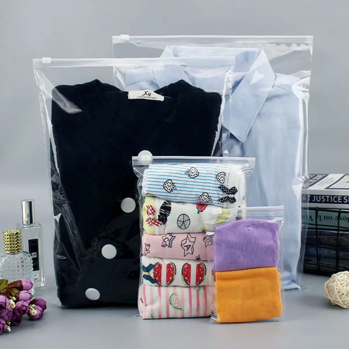 Sacs zip-lock de stockage recyclables mats/givrés/transparents personnalisés Sacs d'emballage de vêtements à fermeture éclair avec logo