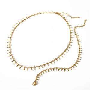 Collar de aleación de zinc con diseño de púas, joyería geométrica de moda en tono dorado para mujer TN3285 - Product Image 2