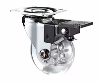 Roue de frein en polyuréthane PU transparente de 50 mm pour meubles