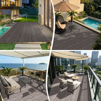 Dalles de terrasse modulaires en composite bois-plastique rainurées, modernes, antidérapantes, résistantes aux fissures, à emboîtement par clic, épaisseur 21 mm, à prix réduit