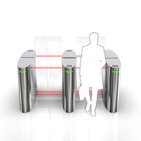Porte battante intelligente en acier inoxydable et acrylique pour la gestion des piétons, avec reconnaissance faciale, accès par code QR et moteur sans balais