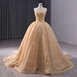 Robe de soirée scintillante champagne, robe de bal, col carré, dos nu, tulle pailleté, sequins, perles, Rsm241036 - Product Image 5