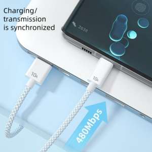 NIEUWE AWELL 2m Nylon Type-C naar C Hoge-snelheid Snelladen 10A Snellader Gegevens Kabel voor <span class=keywords><strong>Android</strong></span> Telefoons - Product Image 4