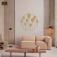 Décoration murale en feuilles de métal et de rotin faite à la main DX Designs - Prix d'usine, art mural tissé circulaire bohème pour salon