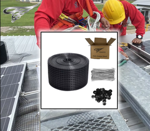 Filet <span class=keywords><strong>anti</strong></span>-oiseaux carré robuste en métal pour panneaux solaires, <span class=keywords><strong>barrière</strong></span> écologique contre les nuisibles et les pigeons, avec œillets renforcés pour toitures solaires - Product Image 4