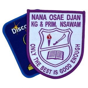 China Custom Made Self-Adhesive 3D Logo Twill Fabric School College Embroidered Letter Woven Patch for Hat Decoration with Beads - Product Image 3