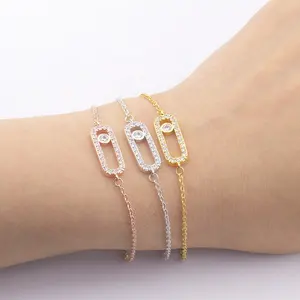 Rose Gold Jewelry Bracelets Bridesmaid Gifts 3 Plating Color Minimalist Jewelry Open Bar Charm Zirconia Crystal Bf Bangle