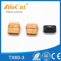 Connecteur de fiche banane TX60-3Pin plaqué or M8 Modèle 10A Courant nominal Matériau en cuivre pour les applications d'alimentation Terminal MR60