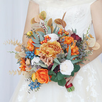 Ramo de Novia Tradicional Romántico Europeo, Ramo de Flores Artificiales de Seda Extra Grande Profesional para Decoración del Hogar y Accesorio de Fotografía