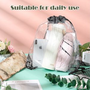 New Style Custom Logo <b>Waterproof</b> Dust Transparent Pvc Clear <b>Drawstring</b> Backpack <b>Bag</b> for Gym Travel Beach Storage - Product Image 3