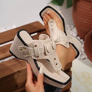 Sandalias Deportivas de Tacón <span class=keywords><strong>Medio</strong></span> y Punta Abierta para <span class=keywords><strong>Mujer</strong></span>, <span class=keywords><strong>Zapatos</strong></span> Casuales con Suela Gruesa y Función de Aumento de Altura - Product Image 5
