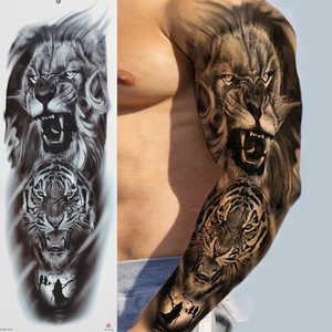 Five & Ten OEM Tiger Lion Animal brazo completo temporal impermeable <span class=keywords><strong>tatuaje</strong></span> pegatina mangas arte corporal de gran tamaño para mujeres y hombres - Product Image 2
