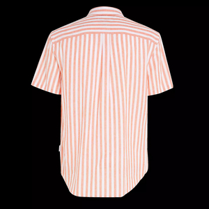 All'ingrosso <span class=keywords><strong>camicia</strong></span> di cotone a righe arancioni in misto <span class=keywords><strong>lino</strong></span> per uomo maniche corte con colletto abbottonato progettato su misura per l'autunno - Product Image 3