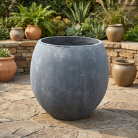 Ensemble de 3 jardinières modernes en béton gris antique, écologiques, durables, avec revêtement époxy, pour entrées et jardins