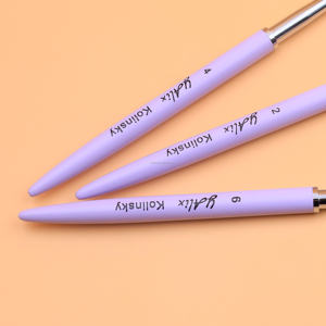 Pinceau à ongles 3D 100% pur Kolinsky/Nylon, logo personnalisé, manche en métal violet, stylo de peinture 3D pour ongles, dessin, sculpture de fleurs - Product Image 6