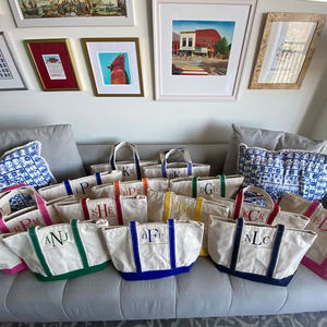 White Beach Shopping Einkaufstaschen mit individuell bedruckten Logo Pocket Zipper Cotton Canvas Tragetaschen für Frauen - Product Image 5