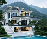Villa préfabriquée de luxe au design moderne, hôtel modulaire, maison à installation rapide, structure en acier léger, villa préfabriquée 4 chambres