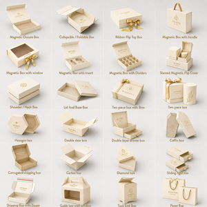 Caja de Regalo Rígida Beige Personalizada al por Mayor para Bebés Recién Nacidos, con Cinta, para Guardería, Baby Shower, Regalos, Boutique, Venta al por Menor - Product Image 5