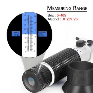 Réfractomètre à vin portable Brix/<span class=keywords><strong>alcool</strong></span> avec ATC pour la vinification et la brasserie artisanale, double échelle Brix 0-40% <span class=keywords><strong>Alcool</strong></span> 0-25% - Product Image 2