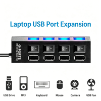 Hub USB 3.0 avec interrupteur, séparateur OTG, station d'accueil, hub multi-ports 7 ports, adaptateur d'alimentation, interrupteur indépendant, accessoires informatiques