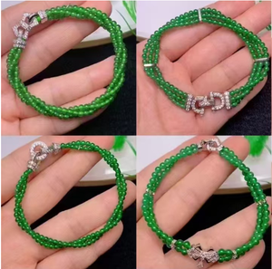 Natural Green Jadeite Type a Silver Vintage Women's Unisex <b>Bracelet</b> <b>Bead</b> <b>Bracelet</b> jadeite green stone - Product Image 6