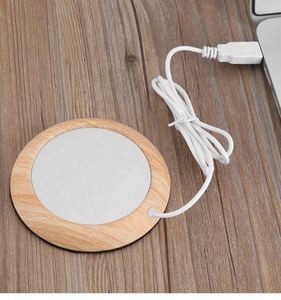 Personalized USB Cup Warmer Coaster - Wood Grain Coffee <b>Mug</b> Heater Pad for Desk, Tea & Beverage Warmer for Home/Office - Product Image 2
