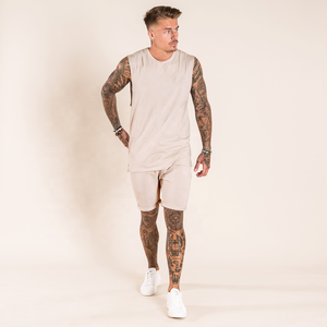 2025 conjuntos de camisetas y pantalones cortos de manga corta personalizados, ropa de verano para hombres, precio barato, Color sólido, algodón, hombre, dos piezas, conjunto deportivo Doble - Product Image 4