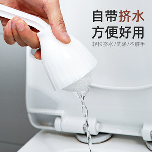 Toilet <b>Brush</b> With Squeeze Function White <b>Round</b> Durable Easy To Clean For Hotel Bathroom - Product Image 2