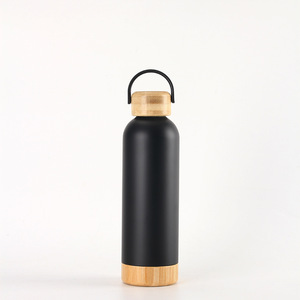 Thiết Kế Mới 2025 Xách Tay Nắp Tre Chai Nước Nhỏ Miệng Đôi Tường Chân Không <span class=keywords><strong>Flask</strong></span> Phích Chai Gỗ Nắp Và Dưới OEM - Product Image 3