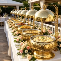 Plat de service doré suspendu 9L pour buffet, ensemble de luxe pour traiteur, mariage, jardin, villa, cérémonie
