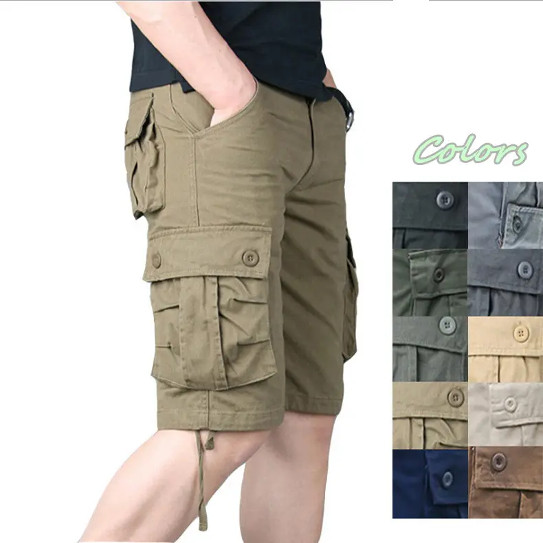 Herren Baumwolle Canvas Tactical Shorts Street Wear Hosen Fans Combat Hiking Multi Pockets Safari Cargo Short Hose