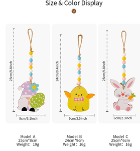 DAMAI Wholesale <b>Easter</b> Decoration Wooden <b>Ornaments</b> Set Beaded Rabbit Holding Carrot Chick Hanging Decor for Home Party Mall - Product Image 4