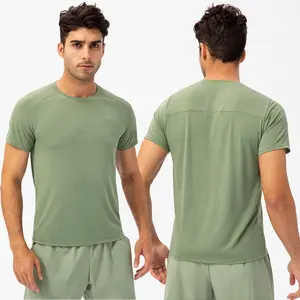 90% Nylon 10% Spandex Custom T Shirt Printing Manufacturer Workout Bodybuilding Fitness T Shirt Crew Neck Gym Shirts Men