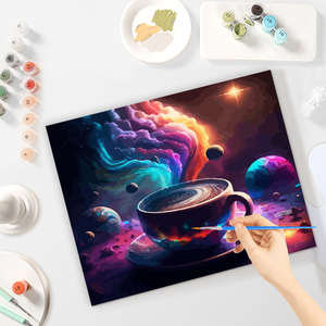 Starter kit per adulti regalo da parete arte cornice 40x5 cm/16x20 pollici pittura con numeri caffè da colorare paesaggio stile Europa - Product Image 4